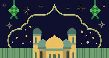 Flat design islamic festival design mosque and islamic decorations with blank empty copy space vector