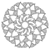 Contour antistress mandala with repeating arcs and waves, coloring page with simple lines vector