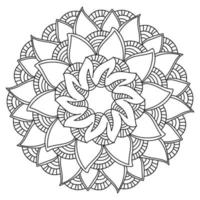 mandala antiestrés de contorno con arcos y ondas repetidos, página para colorear con líneas simples vector