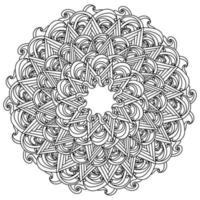 Antistress mandala of many curls and triangles, zen doodle coloring page of various ornate shapes vector
