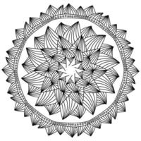 Abstract zen mandala from triangular peaks and small circles coloring page vector