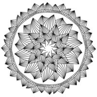 Abstract zen mandala from triangular peaks and small circles coloring page vector