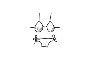 cute doodle bikini clothes line art summer vector