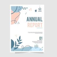 flat illustration annual report design with botanical concept vector