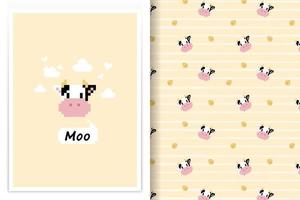 cow pattern pixel art style vector