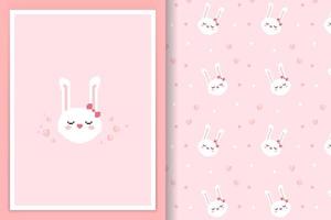 bunny pattern with card vector