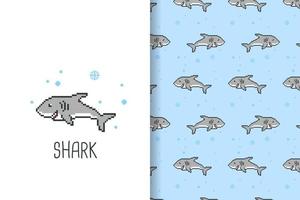 shark pattern pixel art vector