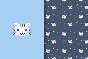 cute cat pattern pixel art vector