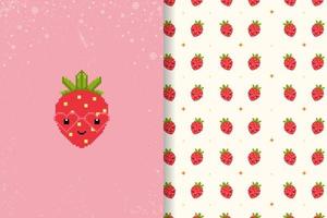 strawberry pattern pixel art vector