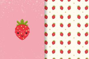 strawberry pattern pixel art vector