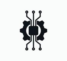 Gear and chip icon vector design template