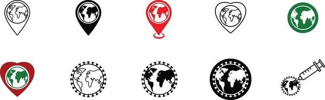 Globe leaf icon vector logo design template