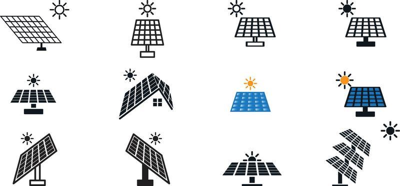 solar cell icon vector logo design template