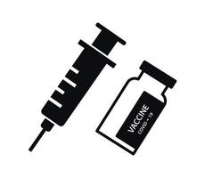 Syringe and vaccine icon flat style illustration vector