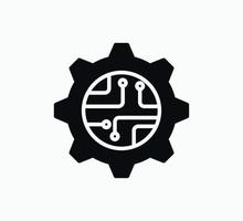 Gear and chip icon vector design template