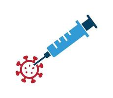 ilustración de estilo plano de icono de jeringa y vacuna vector