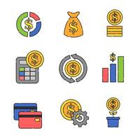 conjunto de iconos de educación financiera vector