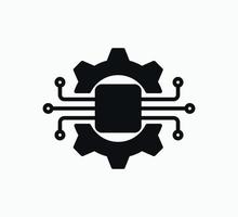 Gear and chip icon vector design template