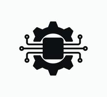 Gear and chip icon vector design template