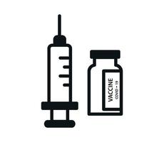 Syringe and vaccine icon flat style illustration vector