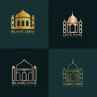 mezquita islámica alguna colección de logotipos en dos colores, vector premium