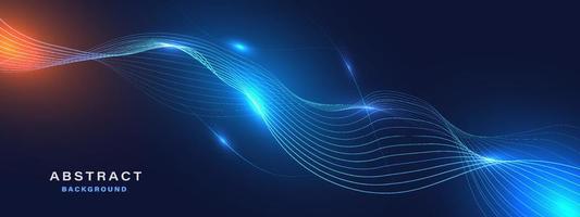 Abstract blue technology background with flowing lines. vector