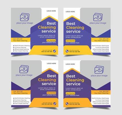 Best cleaning service for web banner template and home cleaning business marketing social media post banner layout