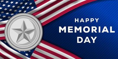 memorial day illustration with realistic American flags vector