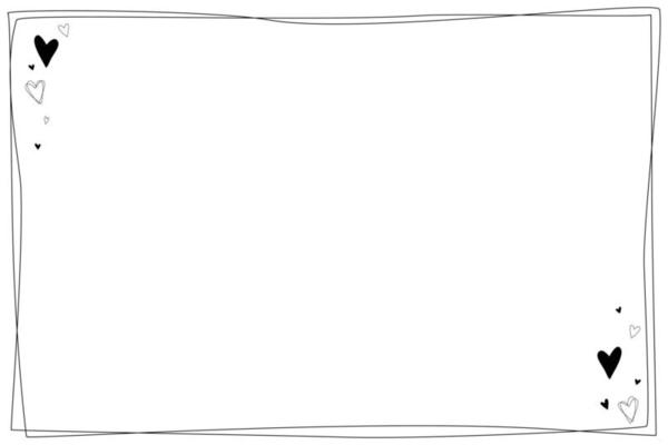 Vector - Cute border with mini heart. Empty frame. Cartoon, Doodle style. Copy space.