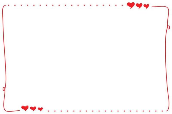 Vector - Hand drawing. Red line border with many hearts on white background. Cute frame. Can be use for card, web, label, banner or brochure. Copy space.