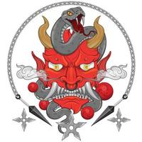 Japanese traditional demon with snake