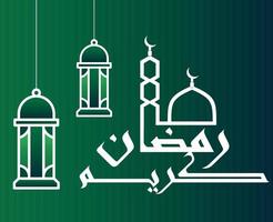 Ramadan Mubarak Kareem Abstract Design Vector Illustration White With Green Background