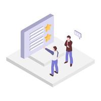 Isometric Business people working together and developing a successful business strategy vector