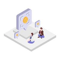 Isometric Business people working together and developing a successful business strategy vector