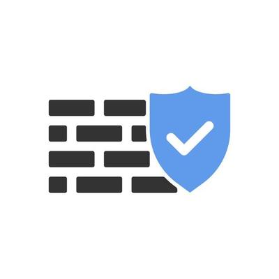 Firewall protected vector icon on white background
