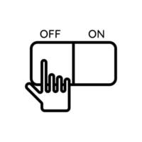 Hand clicking on turn off button vector icon