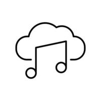 icono de vector de línea de música en la nube sobre fondo blanco