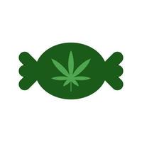Candy with weed leaf icon on white background