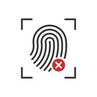 Fingerprint deny vector icon with red mark