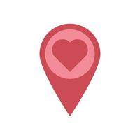 Red location tag with heart vector icon