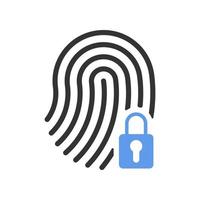 Fingerprint lock vector icon on white background