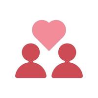 Two people and heart. Relationship vector icon