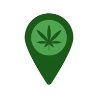 Geolocation tag with weed leaf vector icon
