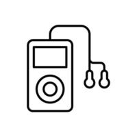 icono de vector de línea de reproductor de mp3 en fondo blanco