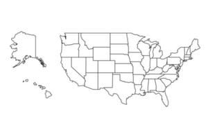 Black vector map of the United States on white background