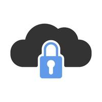 Locked cloud vector icon isolated on white background