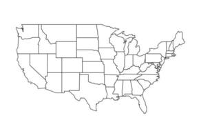 Black vector map of the United States on white background