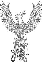 Phoenix tatuaje aislado sobre fondo blanco. vector