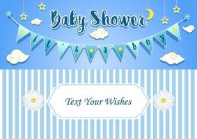 Baby boy shower invitation card design template vector