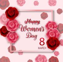 International happy women's day background with Red and Pink Roses vector